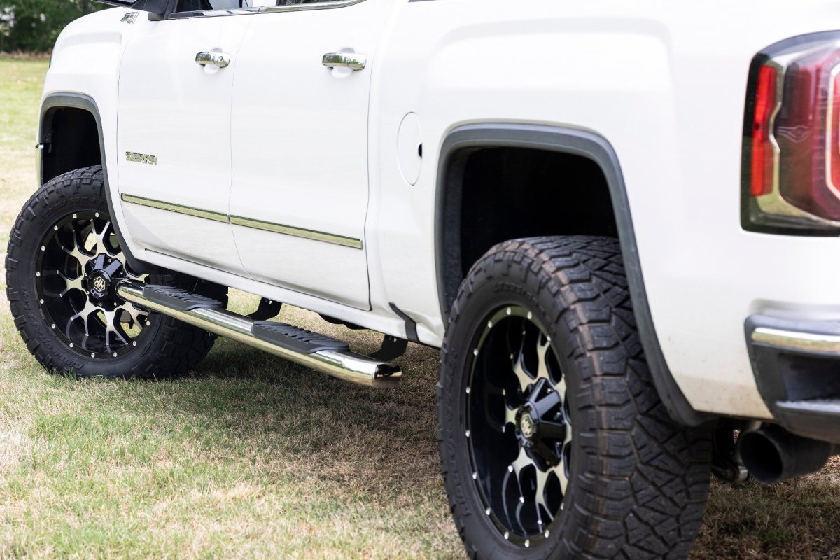 Chevrolet Silverado 3500 HD Oval Nerf Steps - Rough Country - Crew Cab, DEF Tank - Stainless - '07-'19